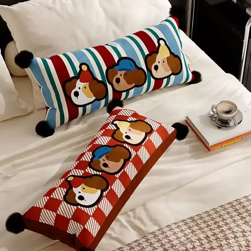 

Living Room Sofa Cartoon Dog Rectangular Pillow Mid-Century Style Home Waist Pillow Office Nap Backrest Cushion