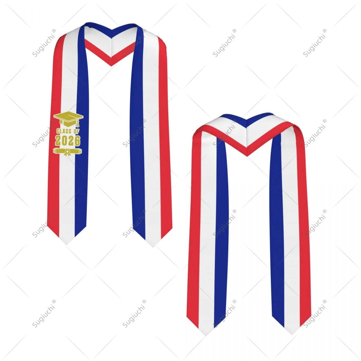 

France Flag Class Of 2026 Graduation Stole Sash Scarf For International Students Proud Ceremony Adult Unisex