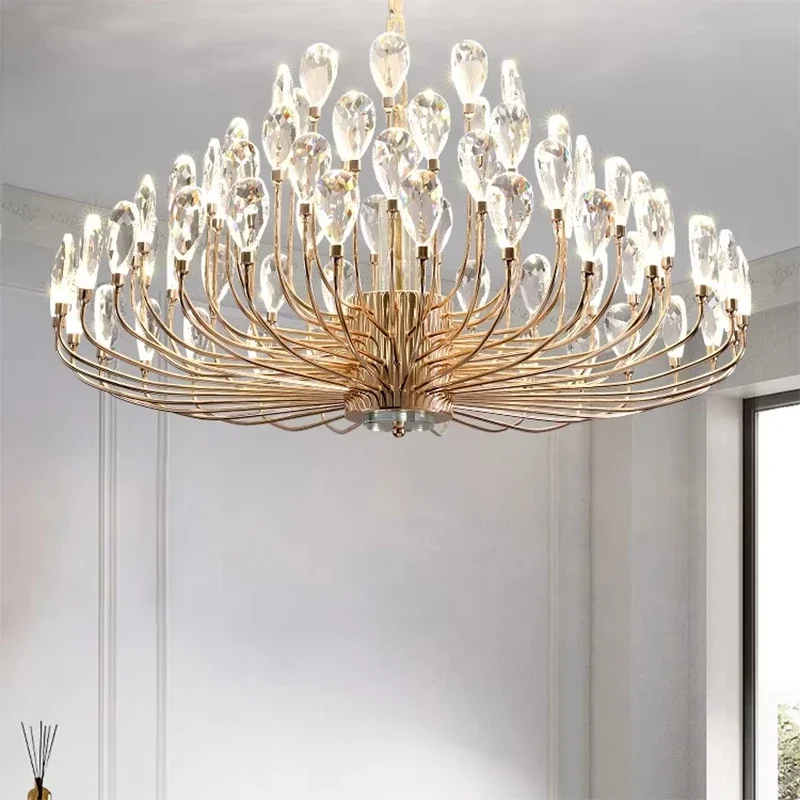 Postmodern Art Lamp Dining Room Chandelier American Retro Living Room Crystal Lamp Personality Creative Bedroom Lamp Advanced