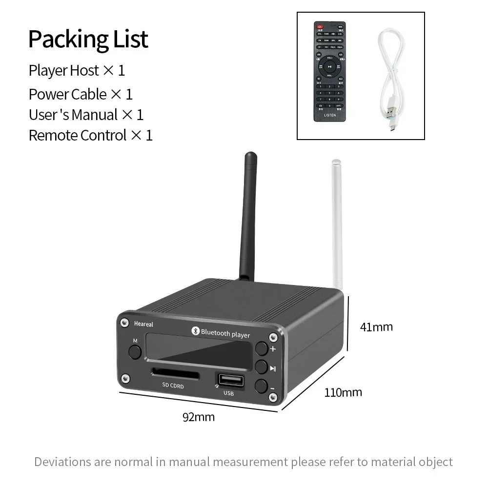 ไฮไฟรีโมทคอนโทรลบลูทูธ 5.0 AUX USB SD การ์ดเล่น Muses02 Preamp หูฟังเครื่องขยายเสียงวิทยุ FM