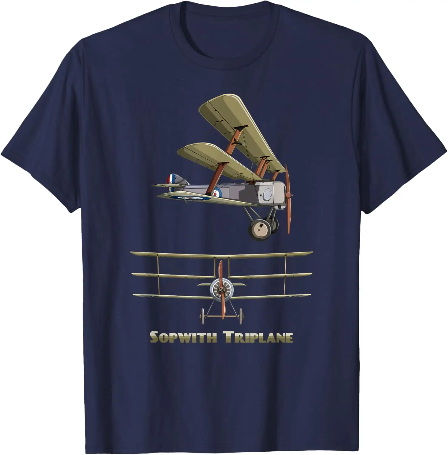 Sopwith Triplane British WW1 Fighter Plane Diagram T-Shirt Short Sleeve Casual 100% Cotton Shirt