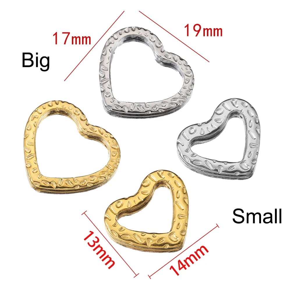 No Fade 10pcs Stainless Steel Love Heart Pendant 17x19mm Gold Color Stamping Charms for Necklace Earrings Jewelry Making DIY