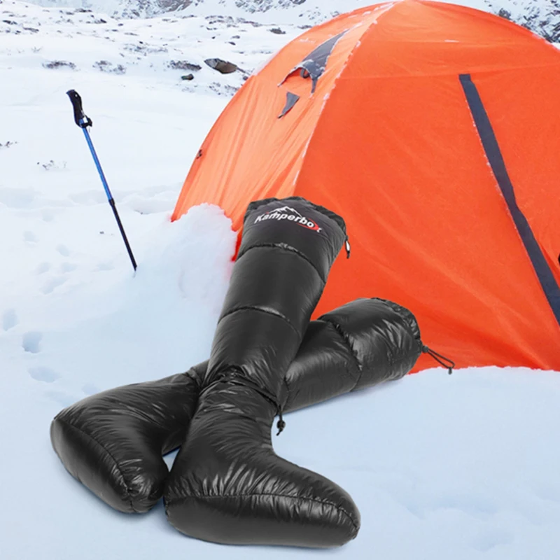 

Зимние пуховые пинетки, носки, теплые мягкие ветрозащитные длинные спальные тапочки с регулируемым шнурком для кемпинга, спального мешка, палатки