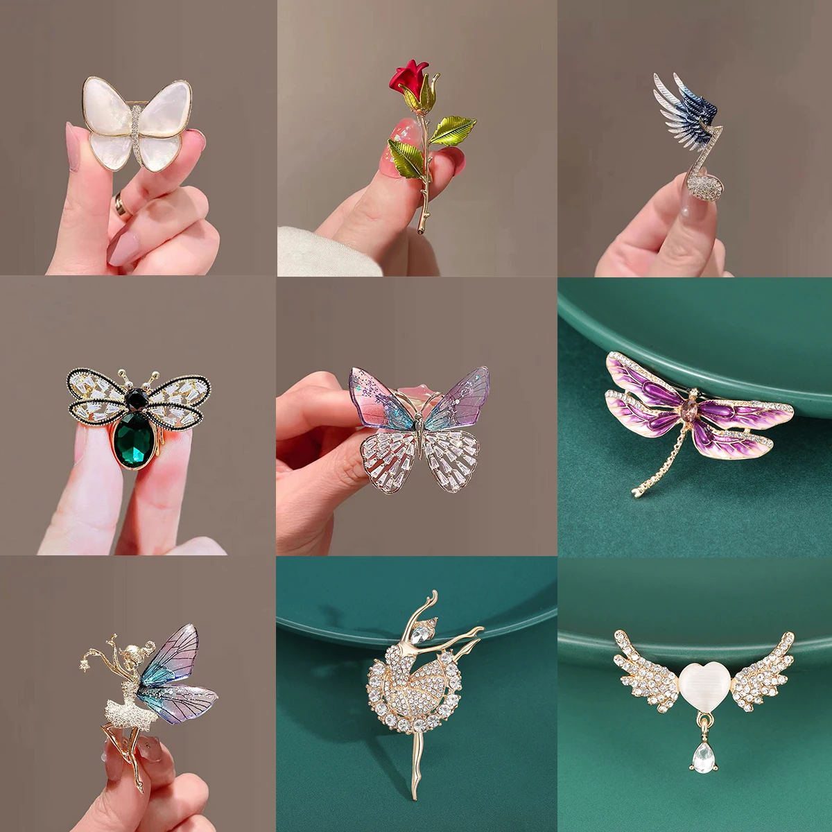 Trendy Wings Fairy Brooches Elegant Butterfly Ballet Dancer Pins Creative Rhinestone Alloy Clothing Accessories Gifts 2024