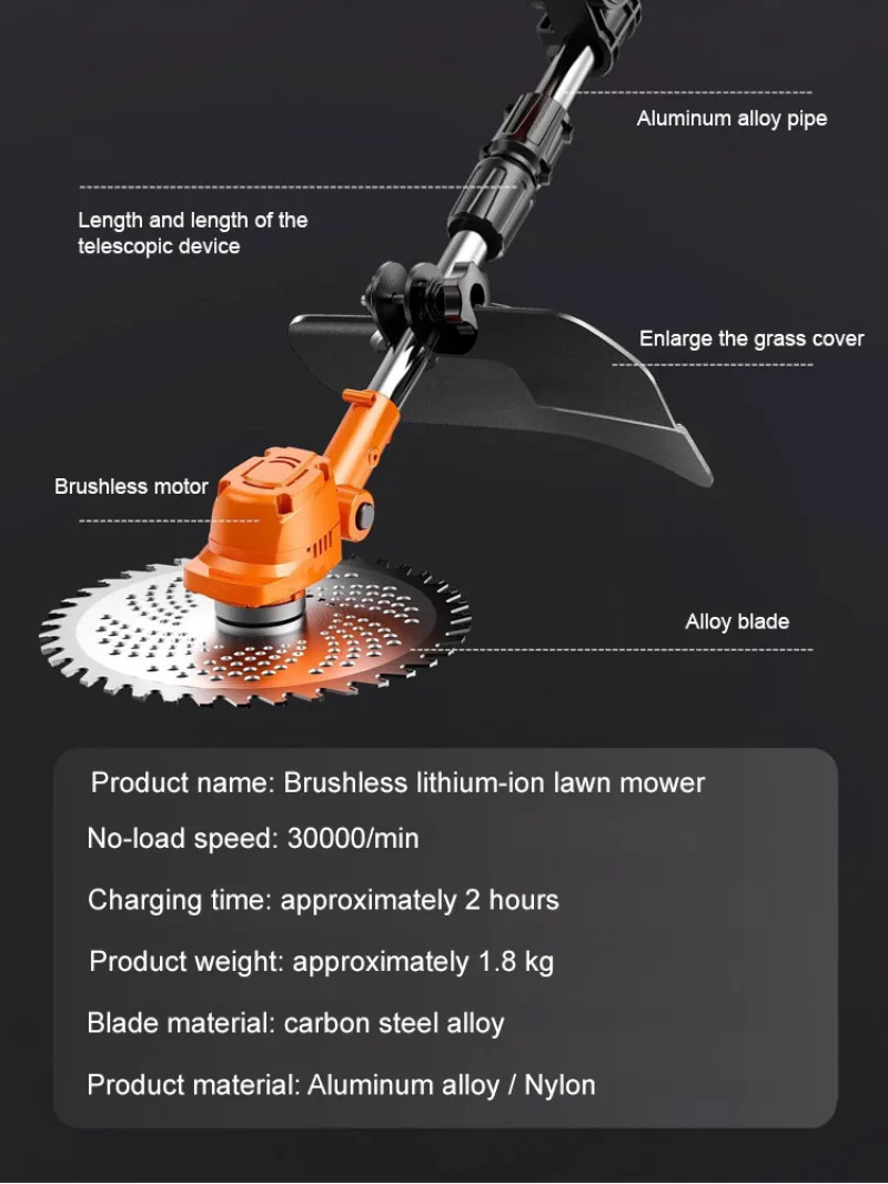 Multifunctional Lithium Lawn Mower Small Home Handheld Electric Weed Whacker Length Adjustable Grass Trimmer for Prune Garden