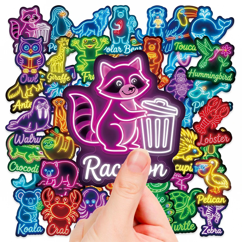

10/30/50pcs Cute Cartoon Neon Animal Graffiti Stickers Cool Decals Decoration Toy DIY Luggage Guitar Bike Aesthetic Sticker Pack