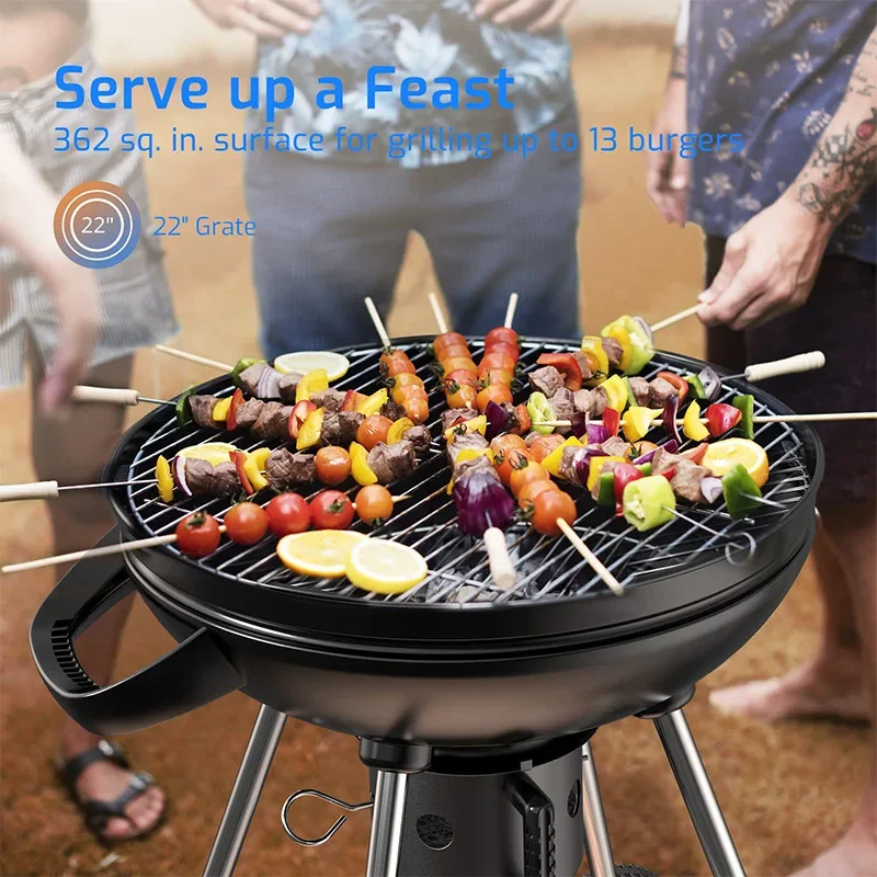 Portable 22.5‑Inch Apple‑Shape Charcoal BBQ Kettle Grill 3/4 Leg Stand Outdoor Camping Picnic Backyard Cooking Leisure Gear