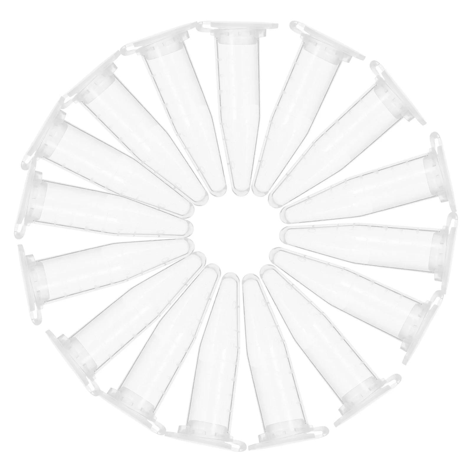 50 Stück konische Röhrchen, durchsichtige kleine Testfläschchen aus Kunststoff mit Kappen für die Labormusterlagerung, abgestufte Röhrchen