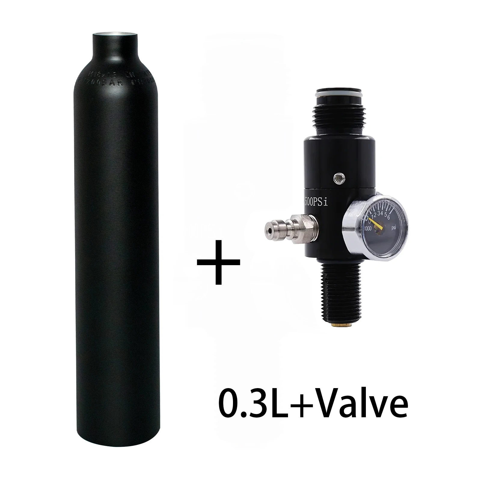 

TUXING 3000psi 0.3L 300cc 30MPA High Pressure Aluminum Cylinder Air Tank Oxygen CO2 Bottle Filling with Regulating Valve M18*1.5