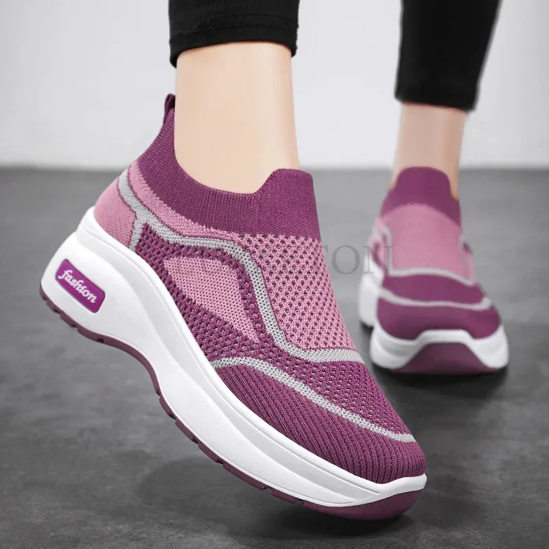 Mesh Thick Sole Casual Height Increasing Women Shoes Comfortable Breathable Lightweight Skin Friendly Outdoor Sports Shoes