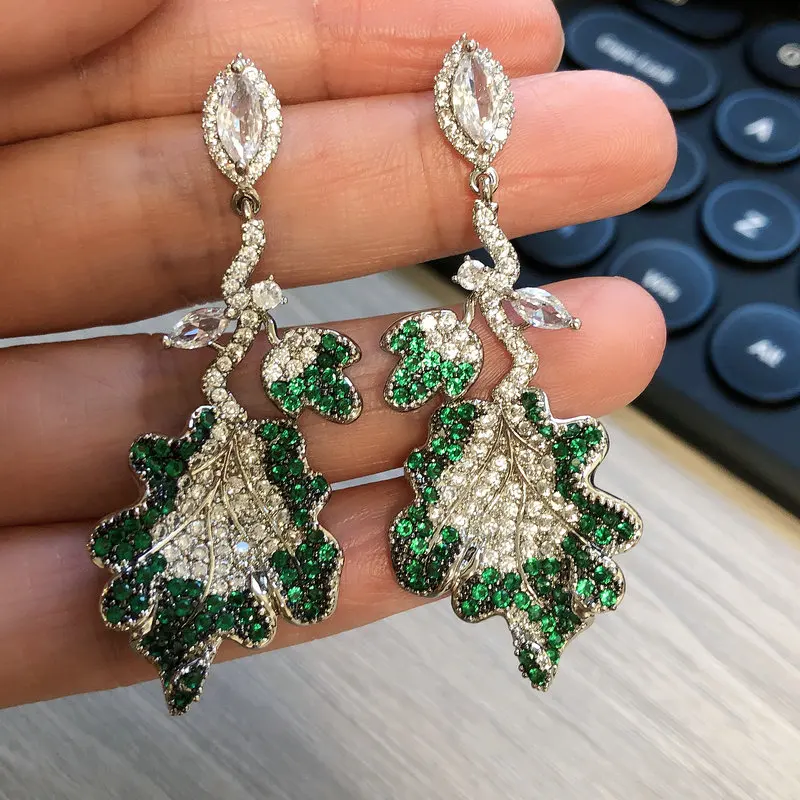 Bilincolor Fashion Green Leaf Earring for Women