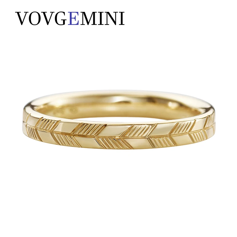 VOVGEMINI 18k Yellow Real Gold Wedding Band Wheat Shape Beautiful Gorgeous Romantic For Women Match Diamond Ring For Occasion