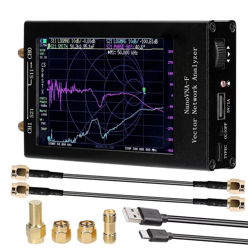 جديد 4.3 بوصة يده Nanovna-F الأشعة فوق البنفسجية ناقلات شبكة هوائي محلل SWR متر Nanovna VNA HF VHF UHF + بطارية 4000Mah