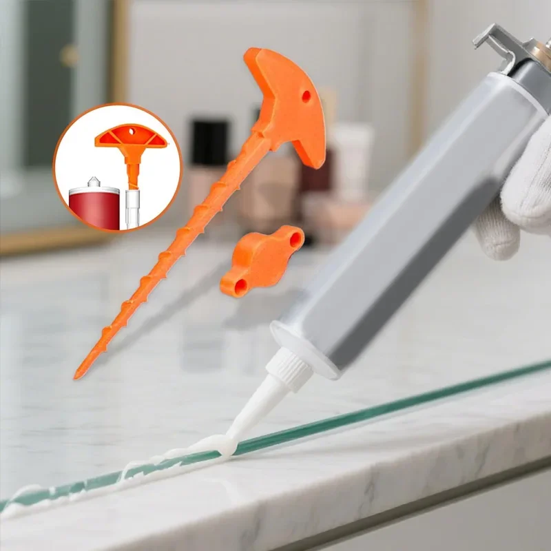 2pcs Sealant Nozzle Cleaner & Cap - Prevents Drying for Glass Caulk Tubes, Fits Standard Sizes, Handy DIY Tool