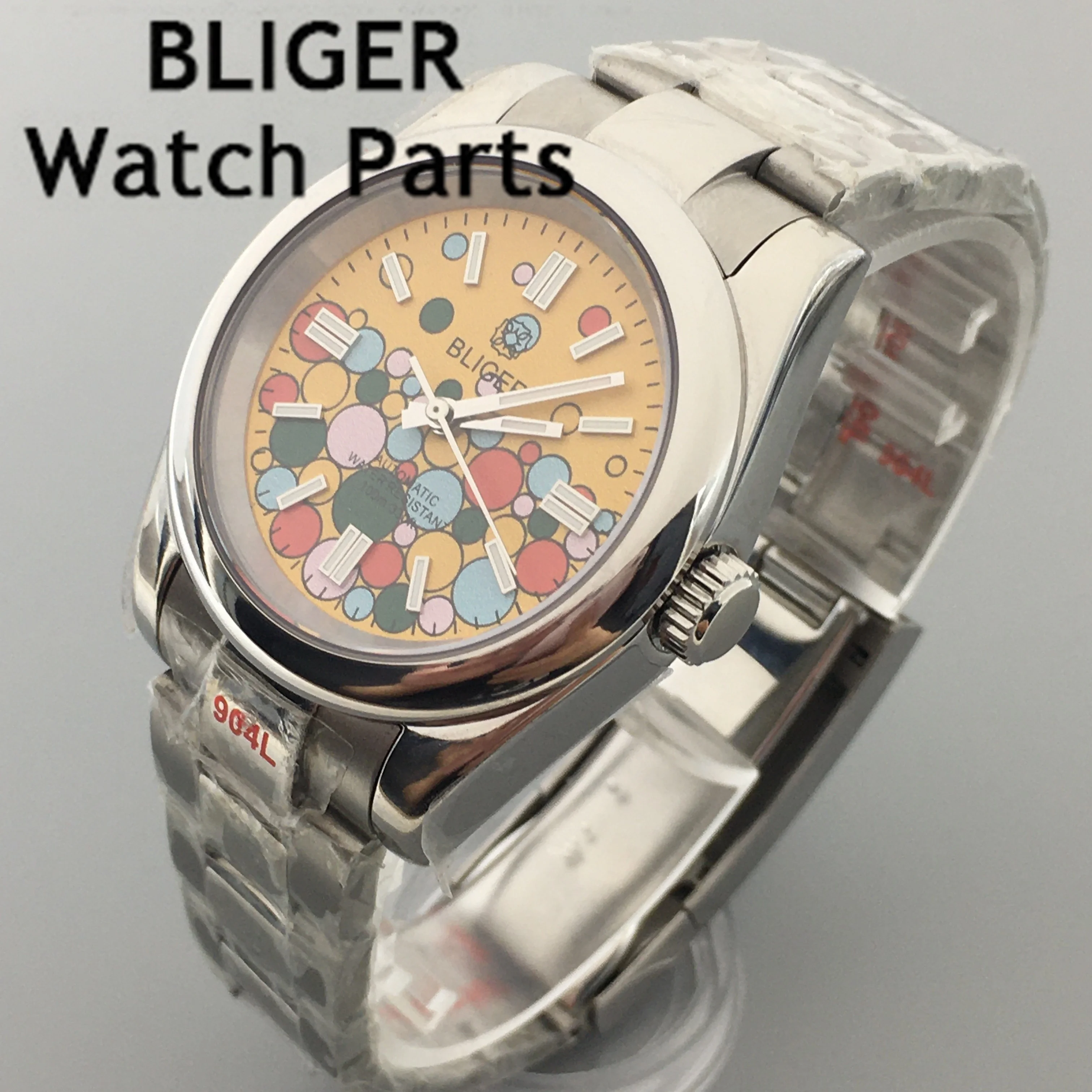 BLIGER-Reloj de pulsera para hombre, pulsera mecánica con movimiento automático, esfera fluorescente, bisel luminoso, 36mm, 39mm, NH35A