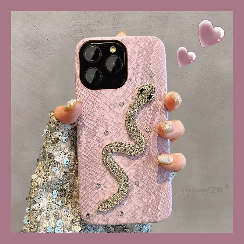 High Quality Luxurious Glitter Diamond Phone Case for IPhone 16 15 14 13 12 11 Pro 15 Pro Max Anti Drop Bling Snakeskin Cover