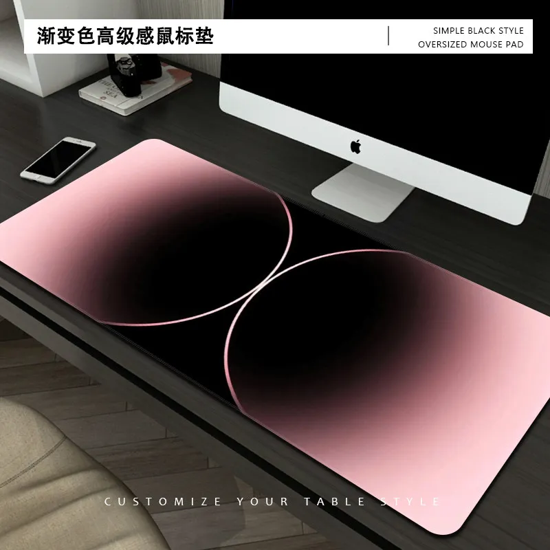 Water Droplet Pink Gradient Cool Rubber Mouse Pad Gaming Large Small Laptop Deskmat Keyboard Mat Stitched Edge Non-Slip Desk Pad