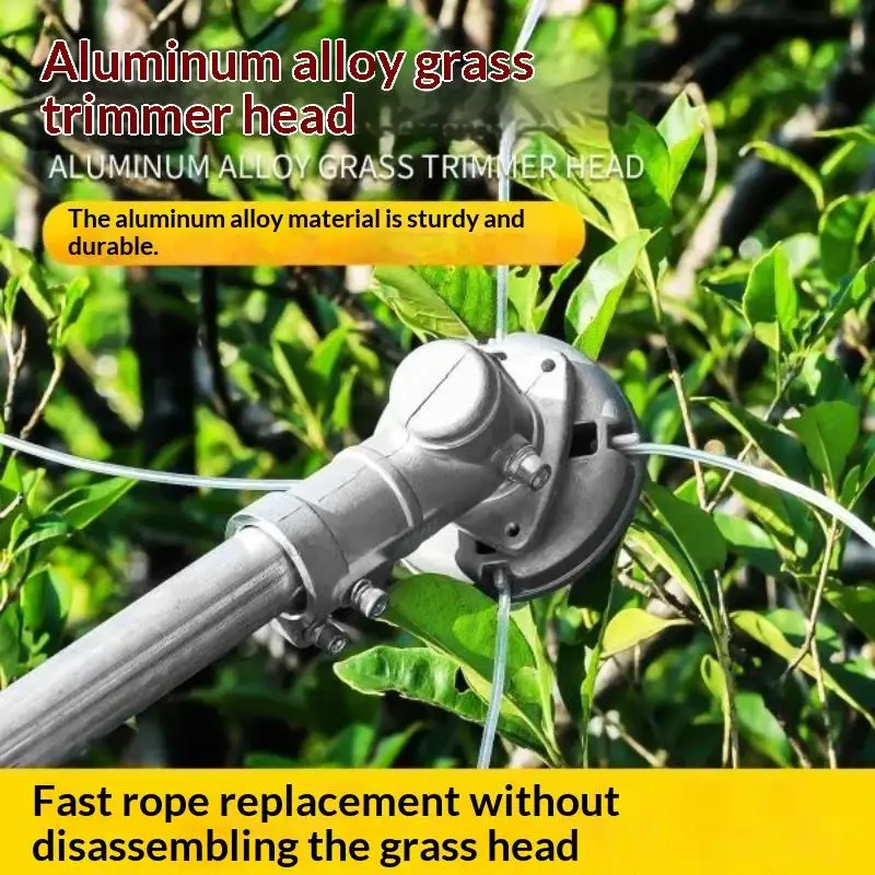 Universeller Rasentrimmerkopf aus Aluminium mit 4 Fäden, Rasentrimmerkopf mit Gewinde, Nylon-Schnur für Rasenmäher, Silber – Detail 6