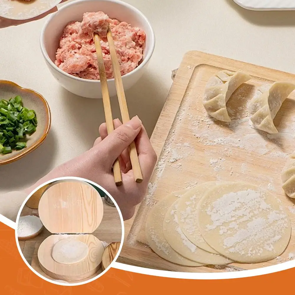 

Wooden Dumpling Wrapper Presser Pastry Tool Kitchen Baking Accessories Dough Presser Round Shape Chapati Presser Household