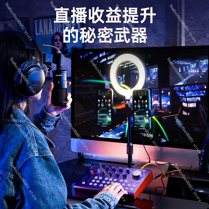 Professional-grade Live Broadcast Sound Card, Internet Celebrity Anchor, Game Singing, Mobile Phone, Computer, Karaoke Set