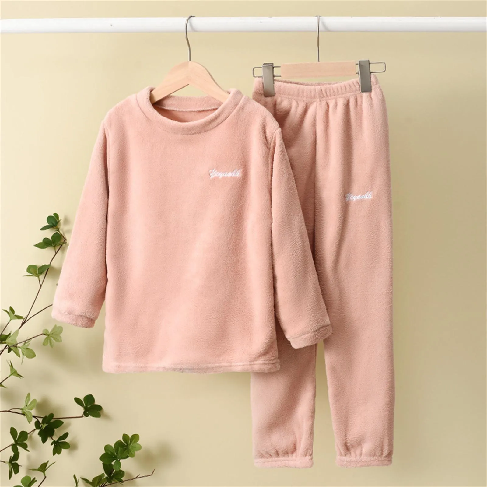 Children Coral Fleece Pajama Sets Baby Boys Girls Winter Plus Velvet Thick Child Sleepwear 2PCS Warm Home Suits Kids Clothes