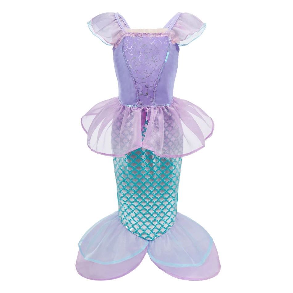 Kids Princess Clothing Summer Ruffles Cosplay Dresses Little Girls Ariel Mermaid Pageant Halloween Fancy Carnival Straps Costume