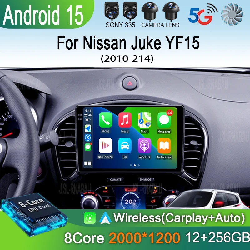 

For Nissan Juke YF15 2010-2014 Android 15 Carplay Auto Car Radio 2 Din Multimedia Video Player GPS Navigation Stereo Head Unit
