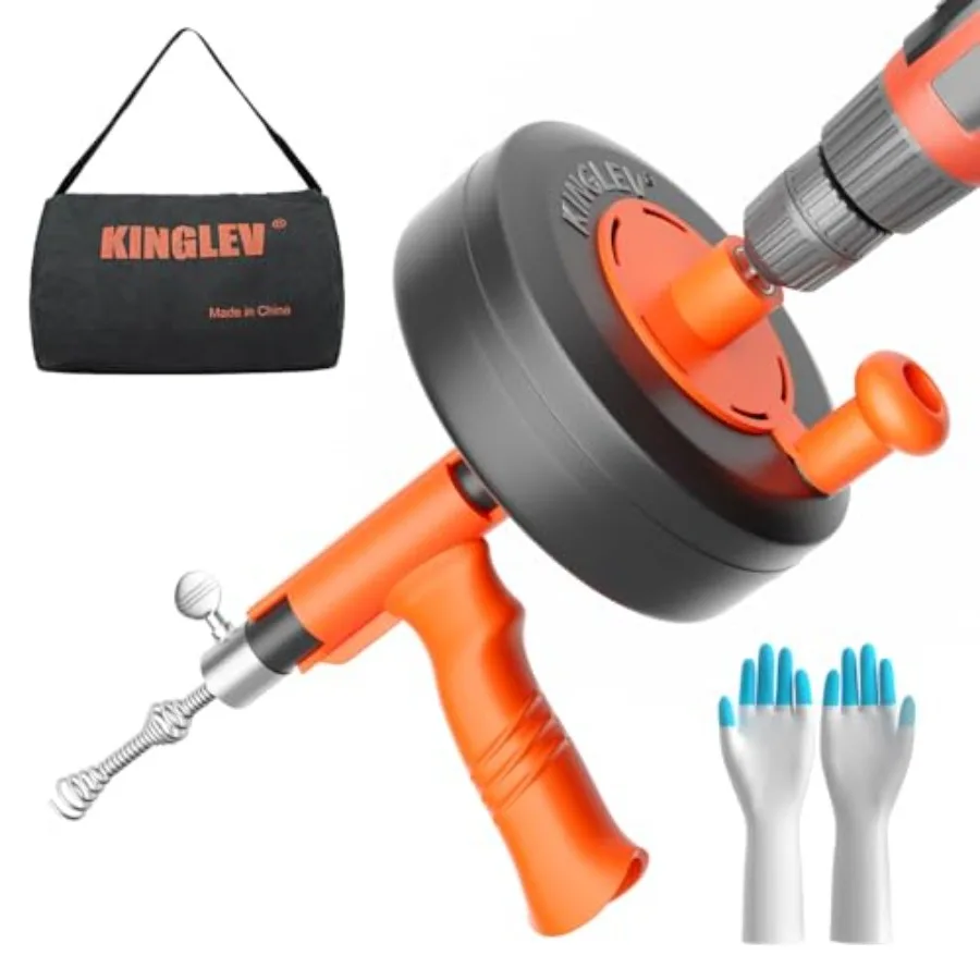 

【Spot goods】Drain Snake 25ft Flexible Steel Drain Auger With Drill Adapter Plumbing Unblocking Hand Auger Manual Or Powered for