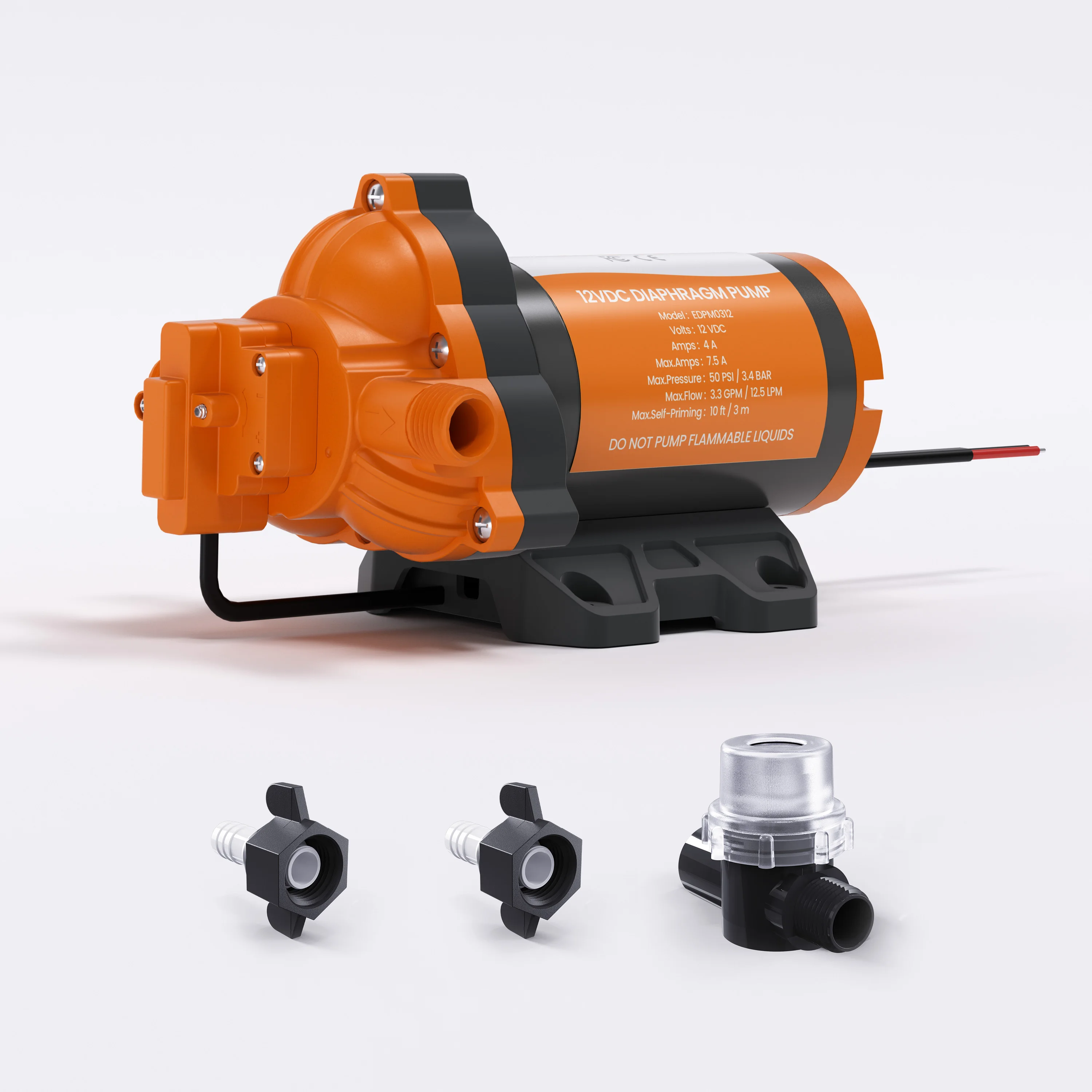 Cleartide 2025 Upgraded RV Fresh Water Diaphragm Pump Self-Diagnosis & Dry-Run Protection Water Pressure Booster Pump