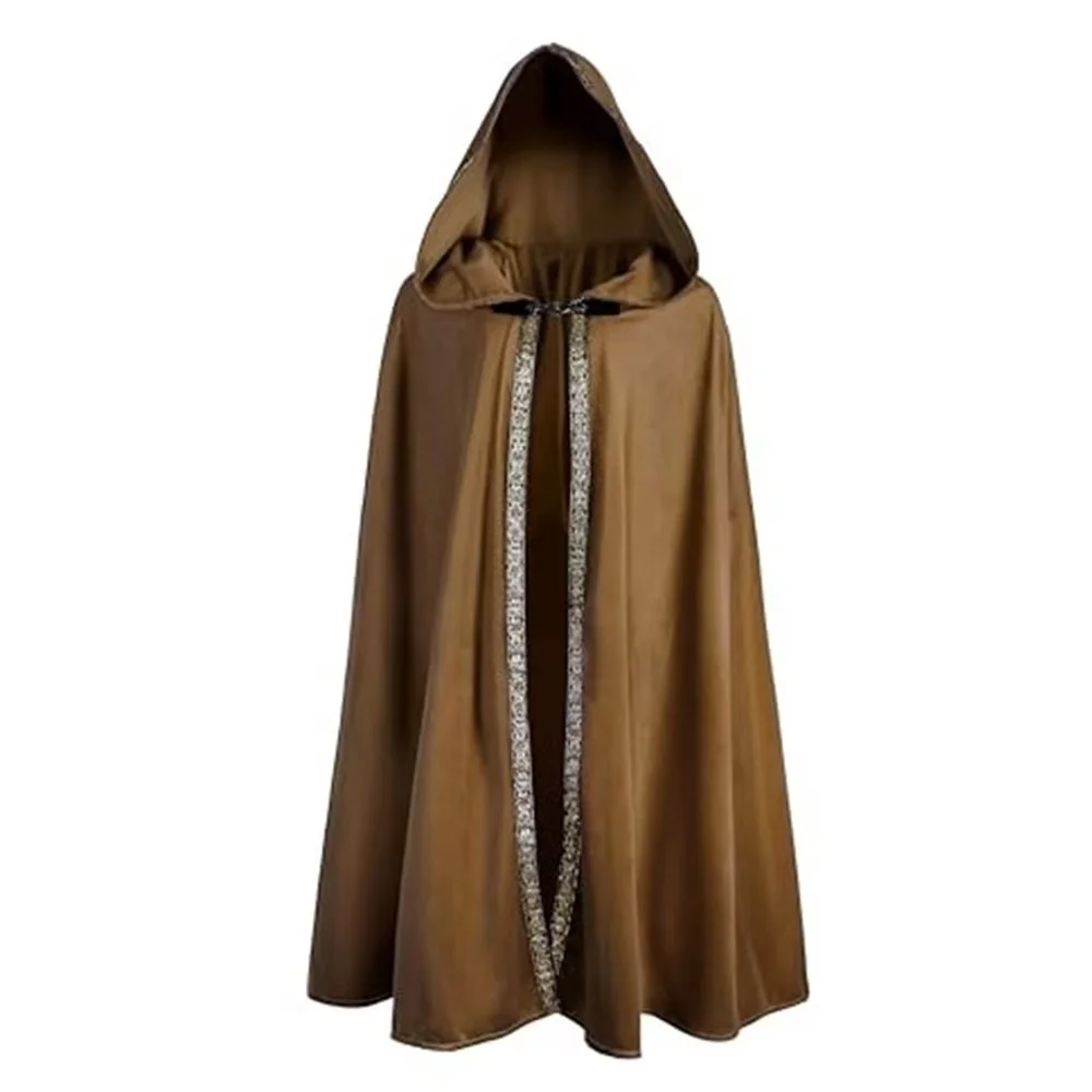 

European Style Dark Black Death God Hooded Cloak Men Women Renaissance Long Cape Halloween Carnival Wizard Cosplay Cape Vampire