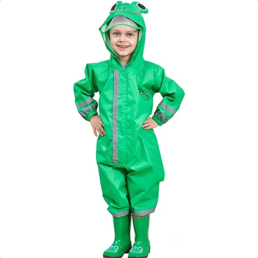 SSAWcasa Traje de lluvia para niños pequeños Muddy Play Buddies Sudadera con capucha de una pieza Chaqueta de lluvia Abrigo Poncho Equipo Mono Bebé Niña Niño