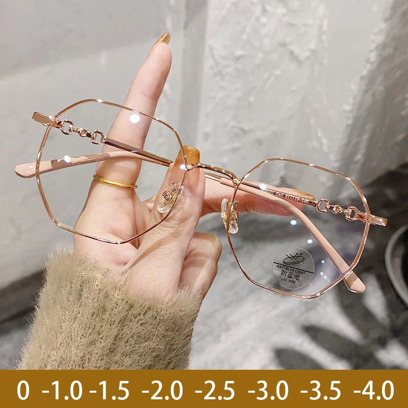 Fashion Near Sighted Glasses Prescription Eyeglasses Luxury Anti-blue Light Myopia Glasses Trendy Women\'s Minus Diopter Eyewear