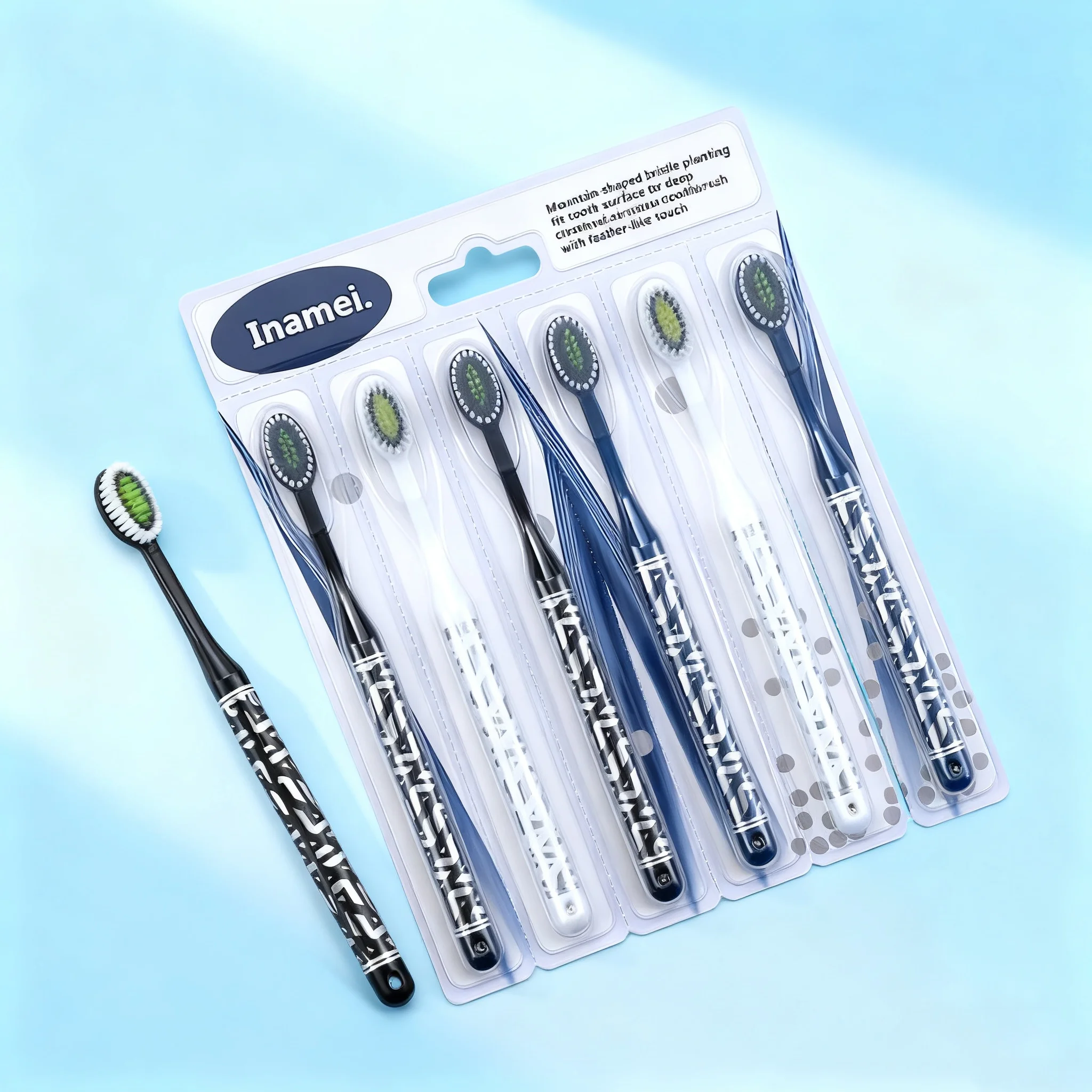 6/12Pcs Individually Packaged High-End Gift Items, Best Choice for Christmas, Halloween, Thanksgiving, New Year, Birthday Gifts, Couple Soft-Bristle Toothbrushes, Long Head, Household Cleaning, Light Luxury, Adult, High-Value Printed Handle, Family Pack