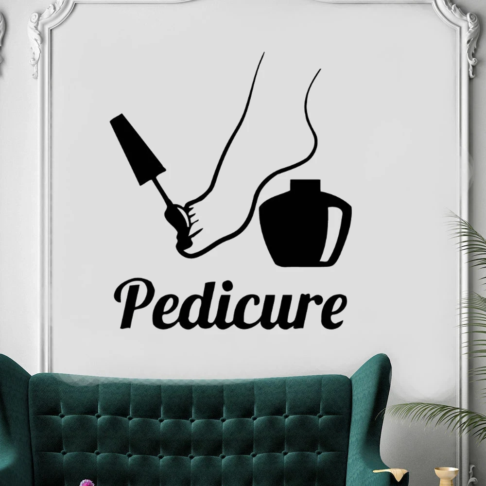 

Pedicure Logo Wall Stickers Foot Care Center Decoration Nails Polish Vinyl Decal Pedicure Window Sticker Nail Salon Decor