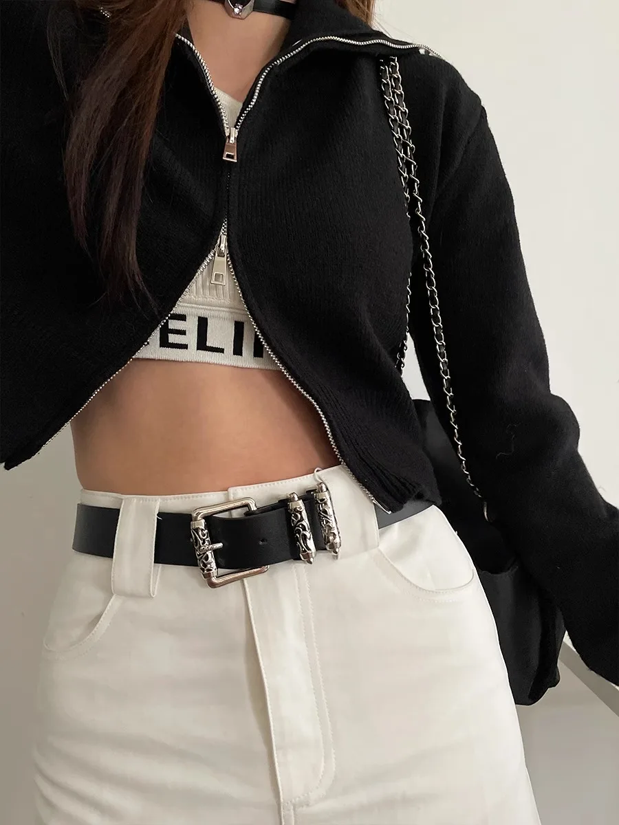 Nieuwe Retro Vrouwelijke Subcultuur Riem Punk Versierde Jeans Riem Persoonlijkheidsriem Witte Riem