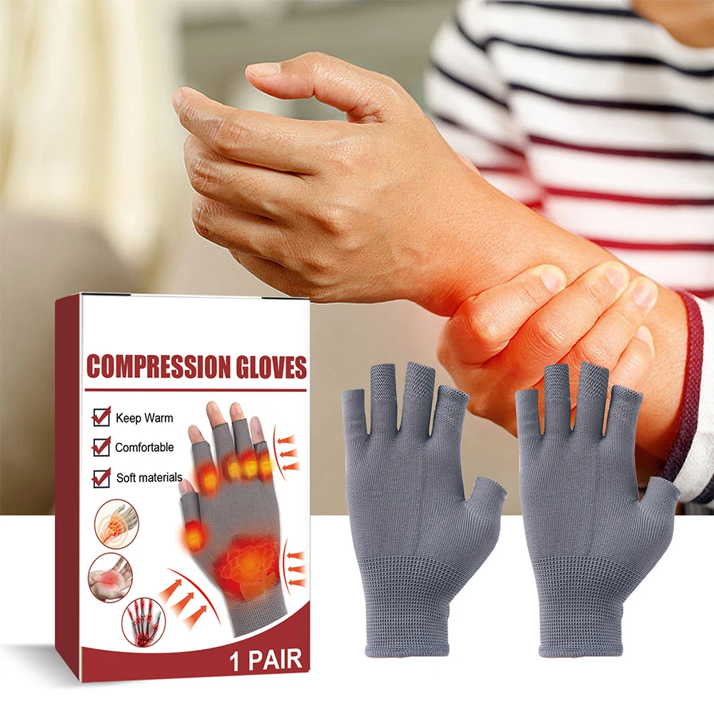 Arthritis Compression Gloves Finger Pain Relief Hand Wrist Thumb Stiffness Glove Swollen Joints Support Wrist Fingerless Gloves