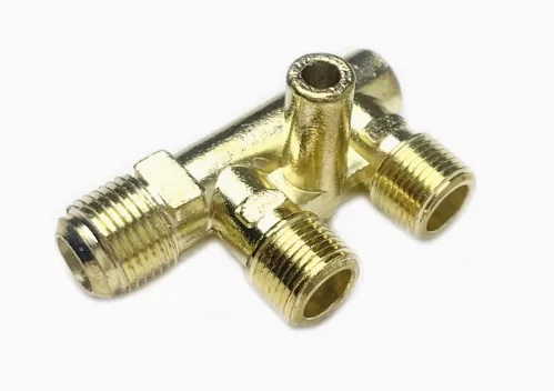 Premium Aluminum Elbow Fitting for Air Compressor Pump Head - V-Shaped Four-Way Intake Connector