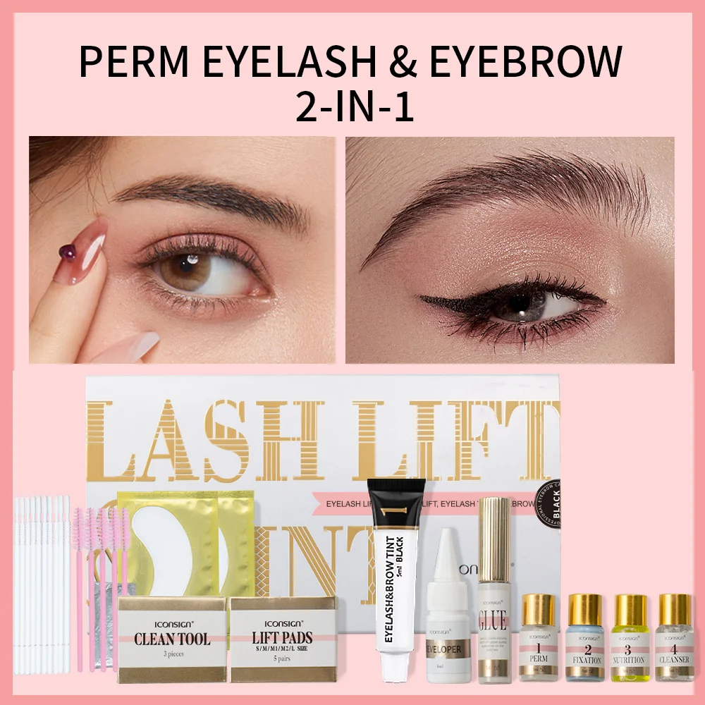 ICONSIGN Lash Lift and Tint Kit Eyelash Perm Kit Eyebrow Dye Tint Kit Lifting Eyelashes Brow Dye Eyes Makeup Tools Black Brown