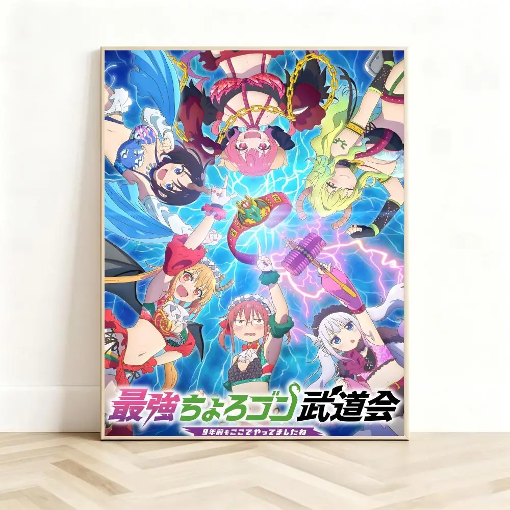 Whimsical Anime M-Miss Kobayashi's Dragon Maid Poster Classic Self-Adhesive PP Wall Sticker for Living Room Bar Decor Gift