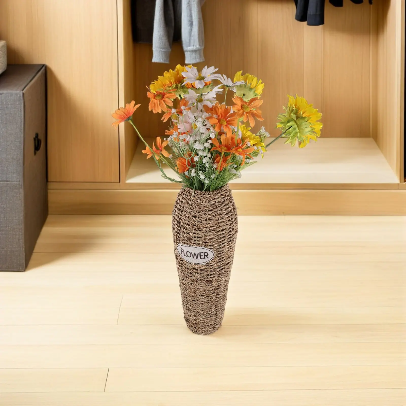 Rattan Floor Vase Tall 16.54 Inch Rustic Farmhouse Decorative Floor Vase for Dried Flowers Pampas Grass Woven Floral Arrangement view 5