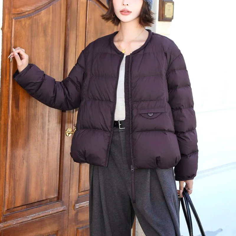 ラウンドネック 軽量 薄手 暖かい レディース ダウンジャケット 2025年冬新作 90%ダックダウン 高品質 レディース ダウンジャケット ファッション パーカー H744