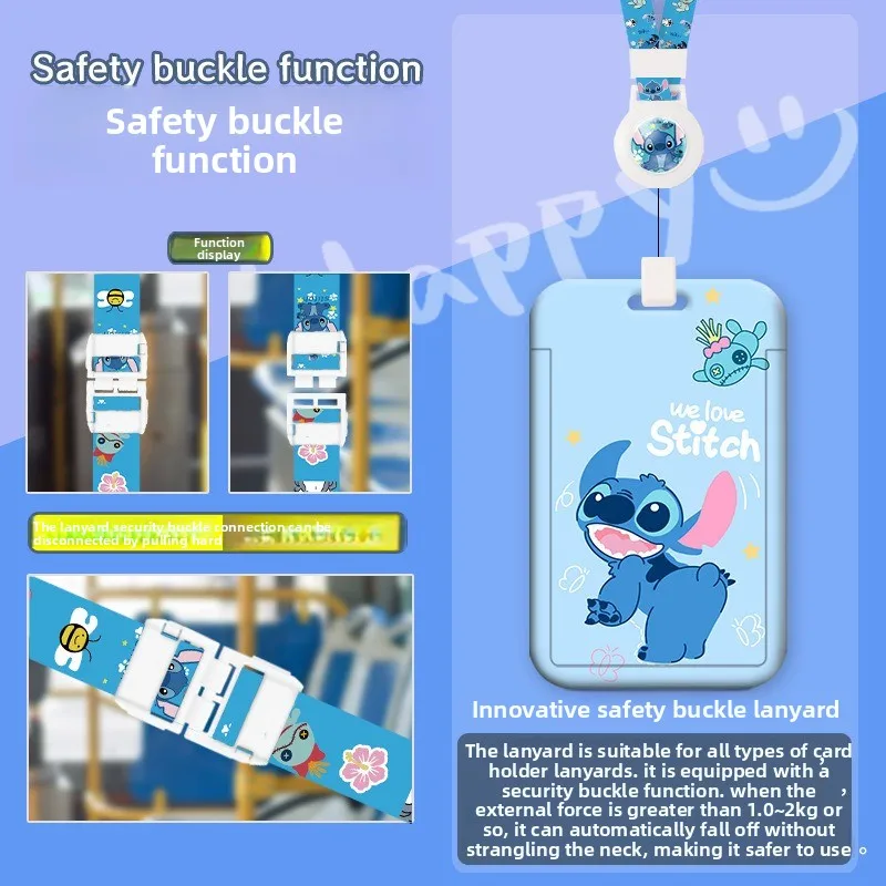 Cordino porta badge retrattile Disney Stitch per studenti, dipendenti, design a cartoni animati, scuolabus, controllo degli accessi per ufficio