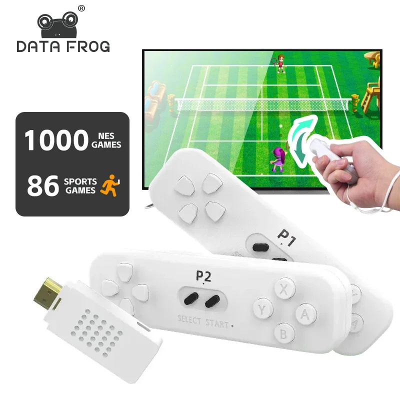 DATA FROG Retro Game With 2.4G Wireless Controller 4k Classic Motion Sensing Game Console Video Game Built in 1000 NES Games