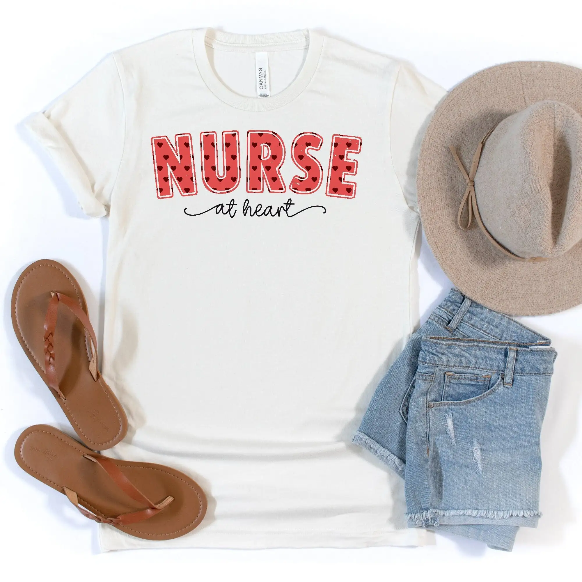 

Nurse at Heart Valentines Day For Icu T Shirt Cute Nursing Labor And Delivery