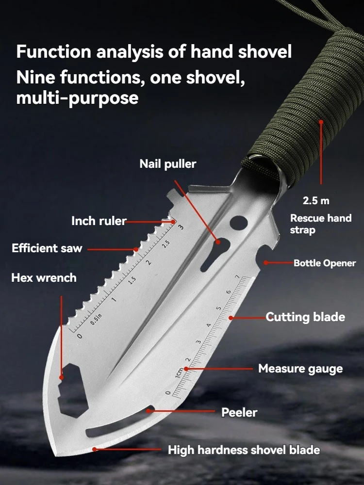 Multifunctional Shovel Outdoor Ordnance Shovel Survival Equipment Garden Tool Shovel for Portable Camping Hiking Traveling