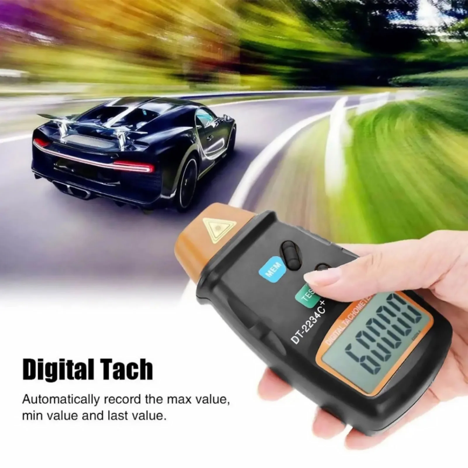 Digital Laser Tachometer 2.5-99999 RPM Non-Contact RPM Meter with LCD, ±0.05% Accuracy for Motor Machine