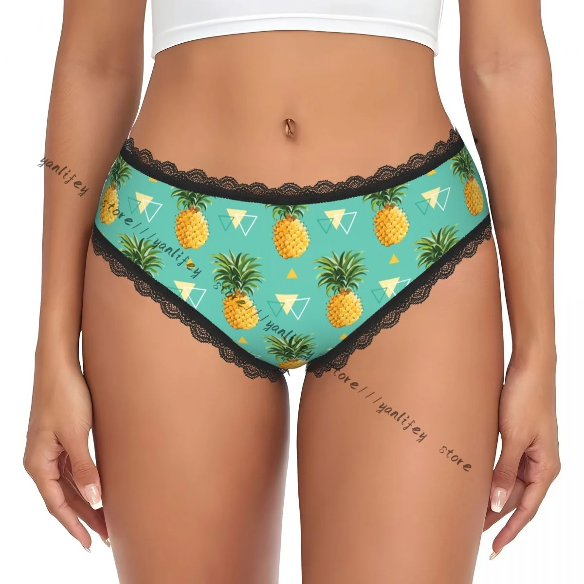 

Casual Women Triangle Geometric Pineapple Lace Triangle Panties Comfort Intimate Wear