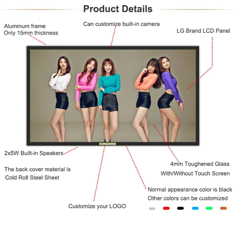 Wall Mounting LCD Digital Signage Vertical Screens 50inch Wall Mount Advertising Display