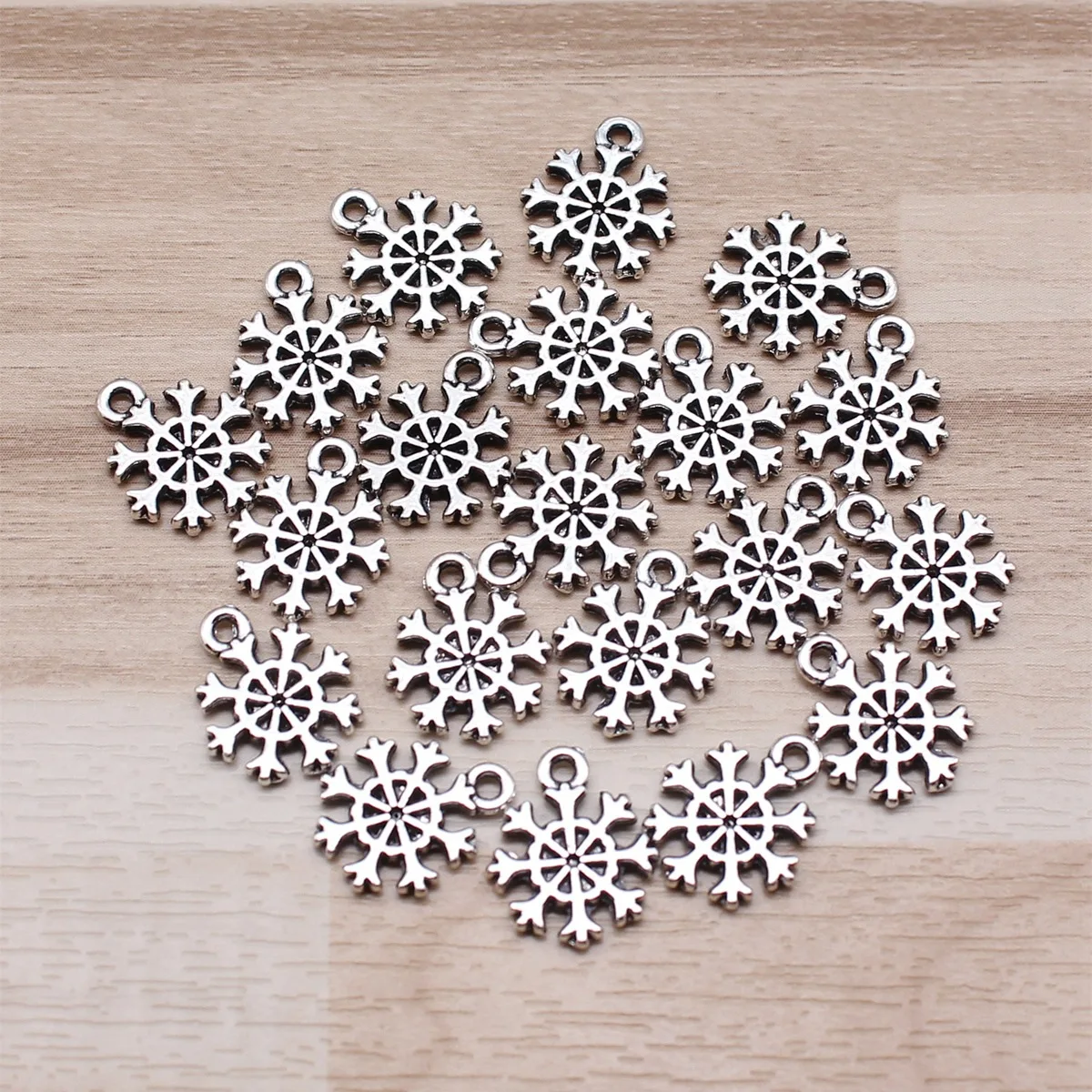 IFOCUS 20pcs/Lot Snowflake Charms For DIY Jewelry Making Zinc Alloy 11x13mm/0.43x0.51inch