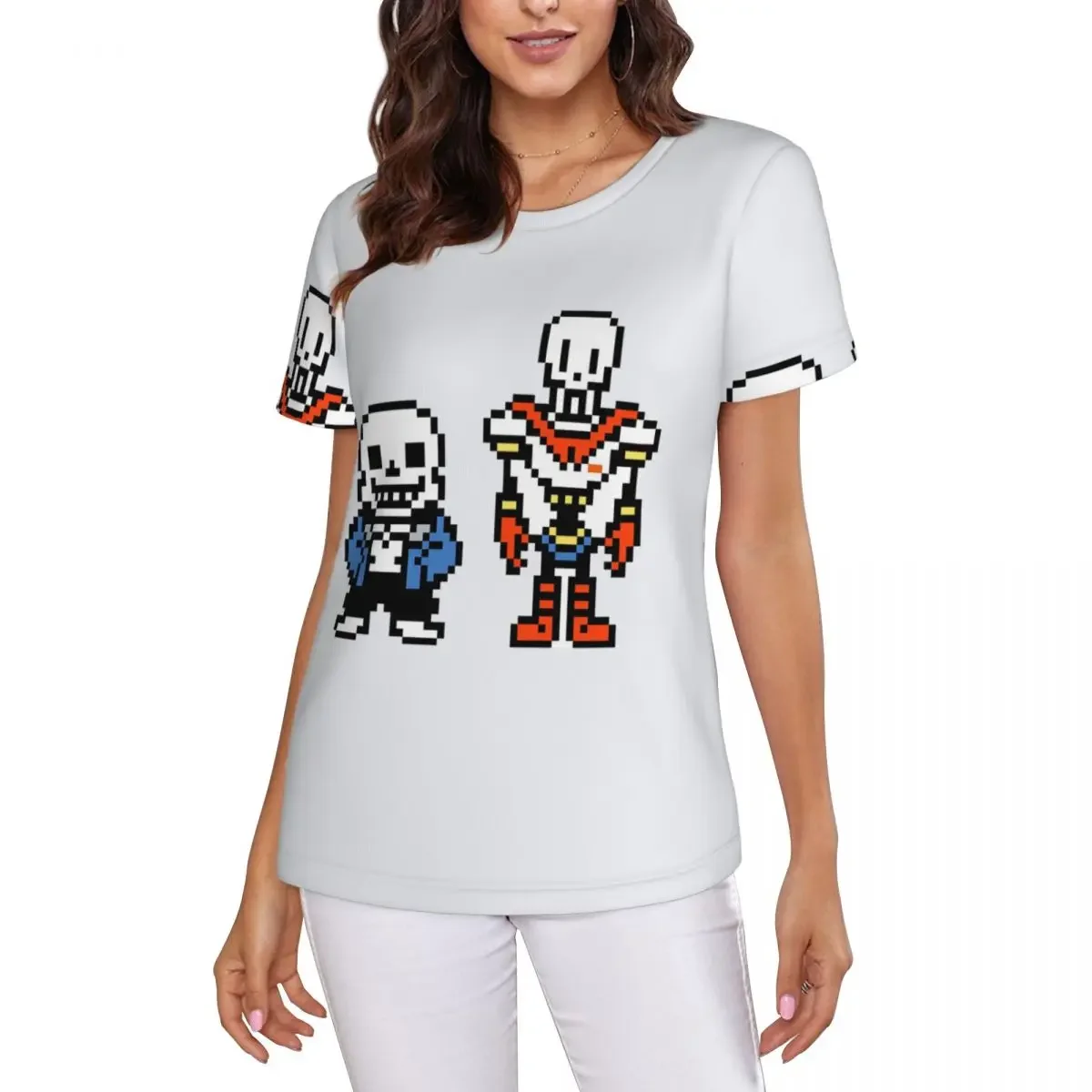 Undertale Sans And Papyrus T-Shirt Women Short Sleeve T Shirts Crew Neck Clothes Cotton Summer Tees Streetwear